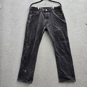 Levi's 501 Men Jeans 34X30 Black Denim Original Fit Straight Leg Button Fly READ